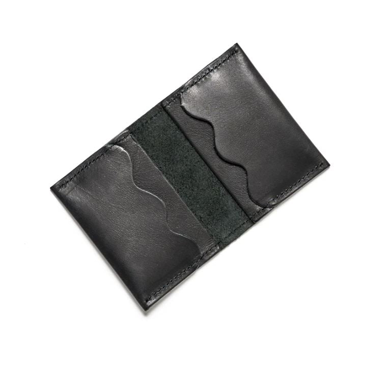Wave Leather Card Holder - Black