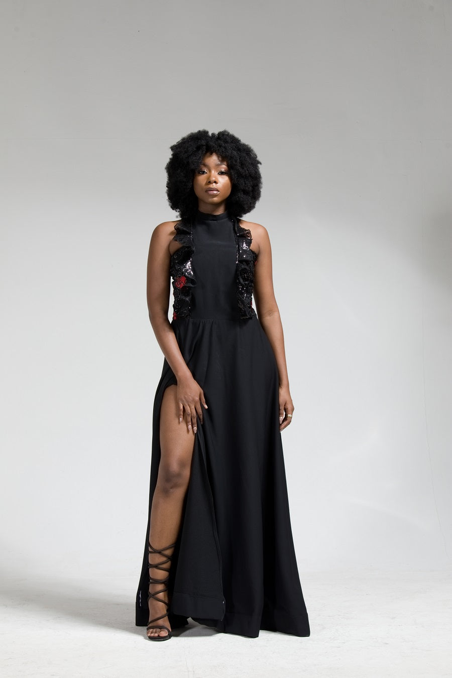 3d floral midi dress Ieena for Mac Duggal - Black and White Strapless Boucle A Line Midi Dress With 3D Flower
