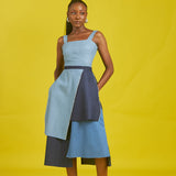 M.O.T Multicolour layered midi Tola denim skirt