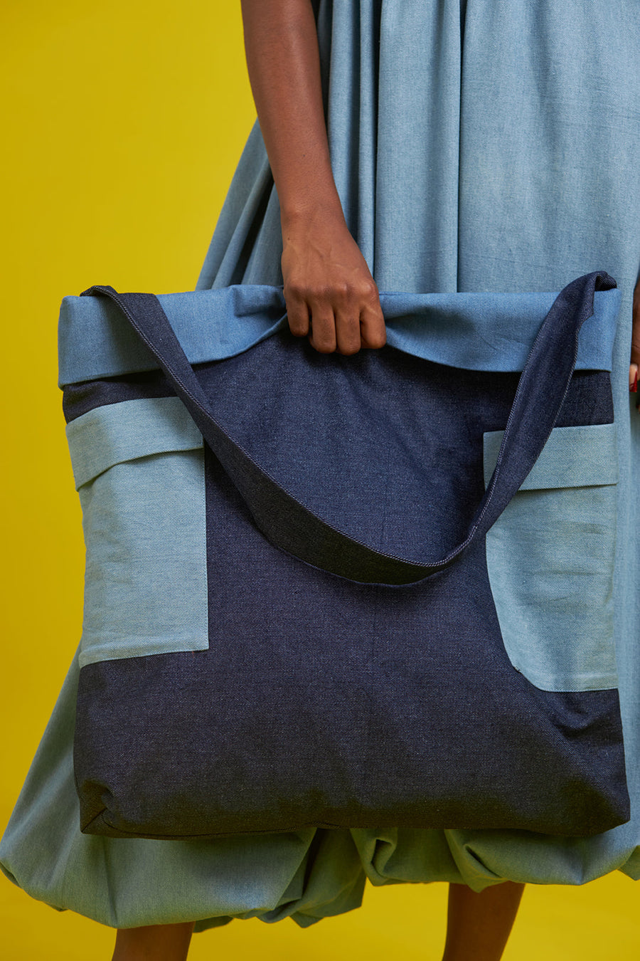 M.O.T Large denim tote bag with patch pockets