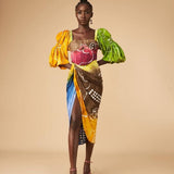Nata Multicolour Draped Skirt and Top set