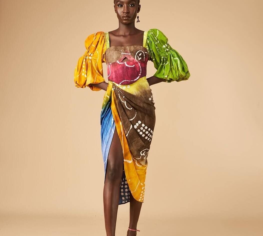 Nata Multicolour Draped Skirt and Top set