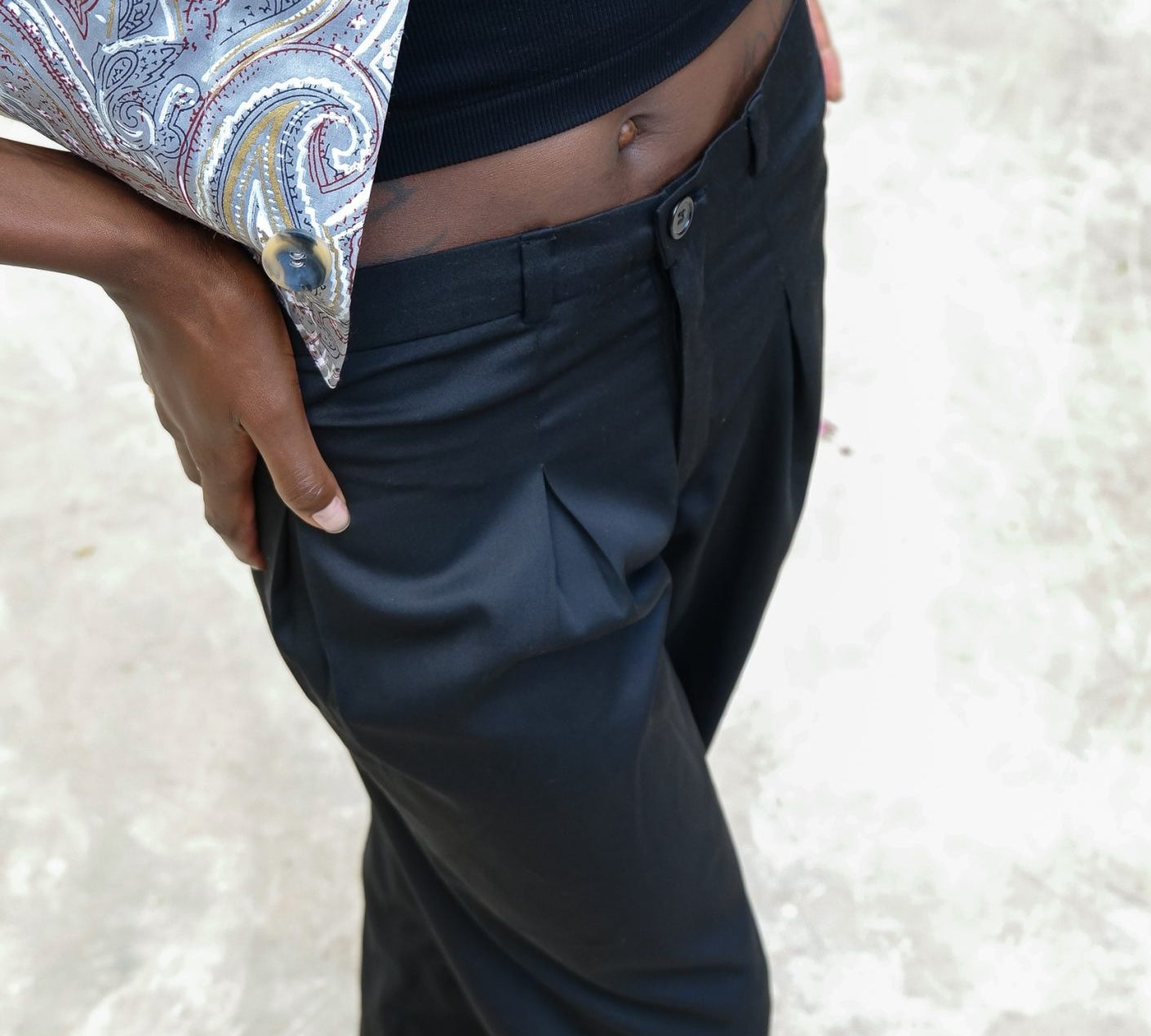 TUG Unisex Black Pleated Trouser | ADJOAA