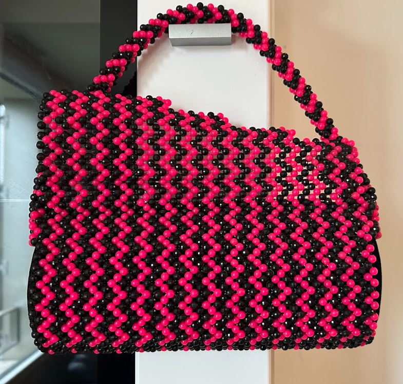 Kiyana Red and Black Beaded Handbag