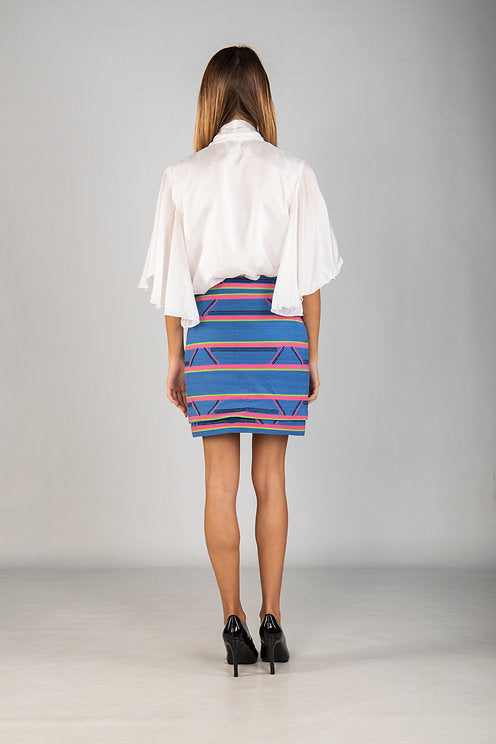 Miley Blue Mini Skirt in Kentelig with Side Slit