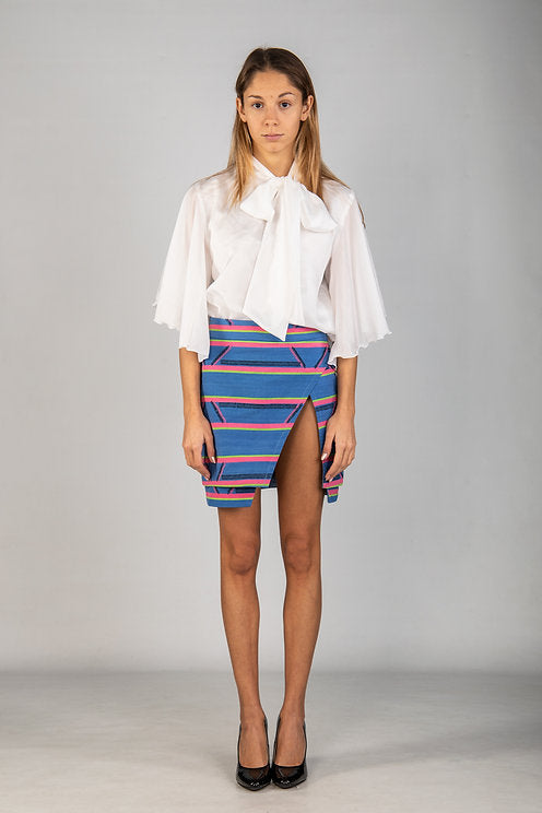 Miley Blue Mini Skirt in Kentelig with Side Slit