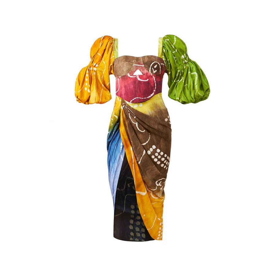 Nata Multicolour Draped Skirt and Top set