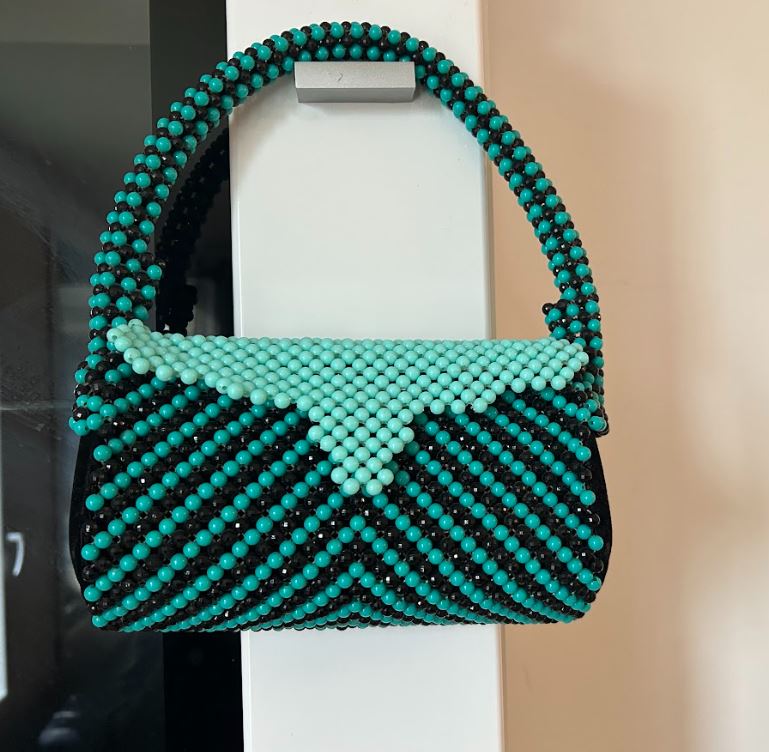 Amani Handmade Beaded Handbag - Green/Black