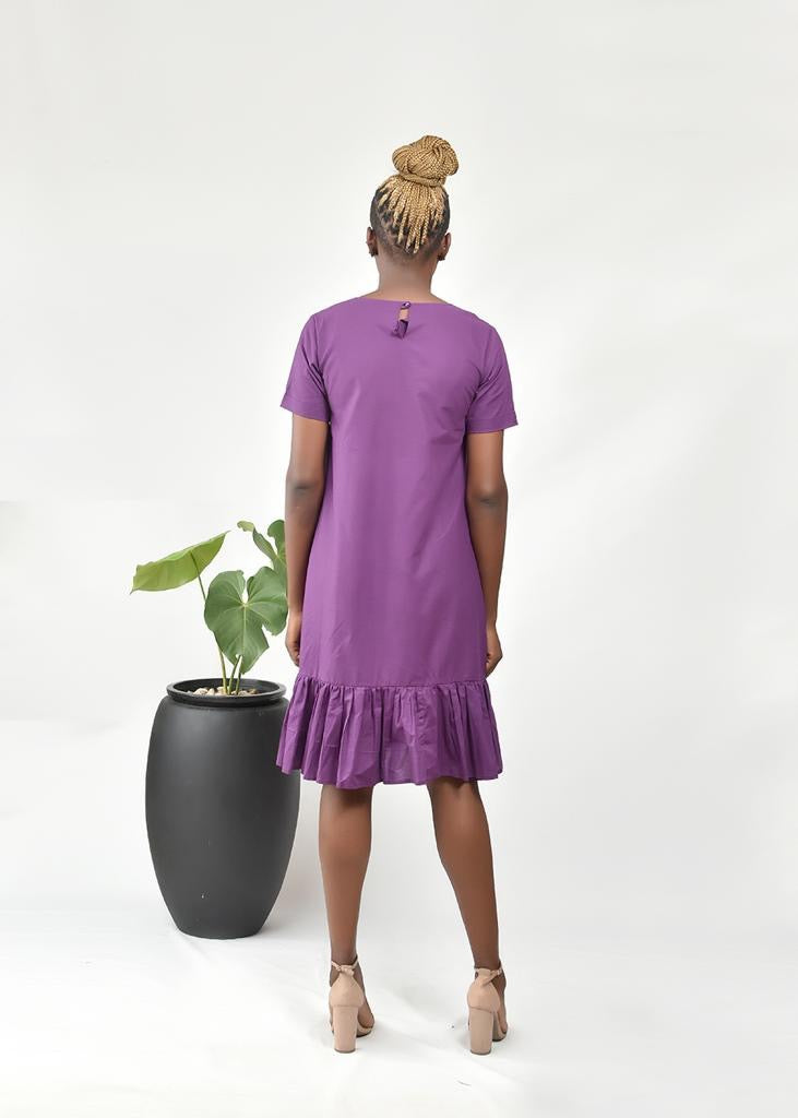 AIMAS Kwassa Purple Embellished Cotton Shift Dress