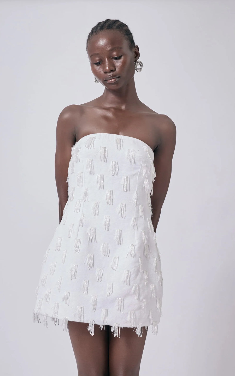 Abiola Olusola MINI HAND-WOVEN WHITE COTTON LINING NAMI MINI DRESS