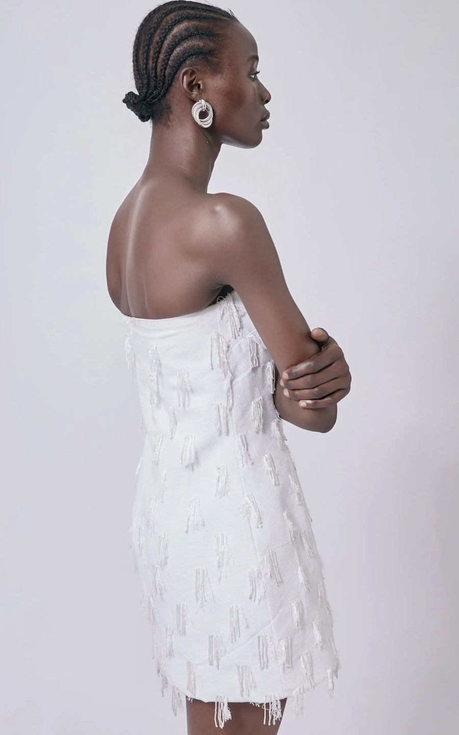 Abiola Olusola MINI HAND-WOVEN WHITE COTTON LINING NAMI MINI DRESS