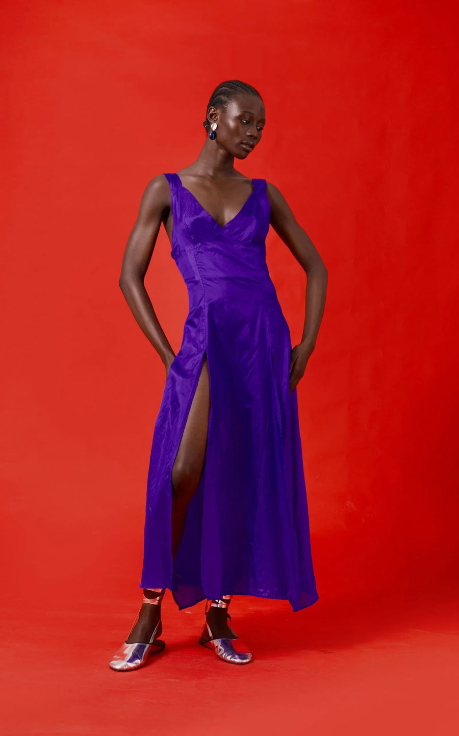 Abiola Olusola TWO SLITS ON THE SIDES AND FRONT LIGHTWEIGHT RIBAYI DRESS