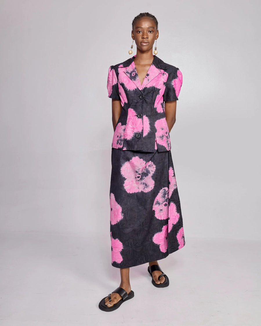 HAND-DYED FLORAL PRINT LOU SKIRT SUIT