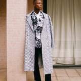 The Ella III black-and-white long and breasted Coat