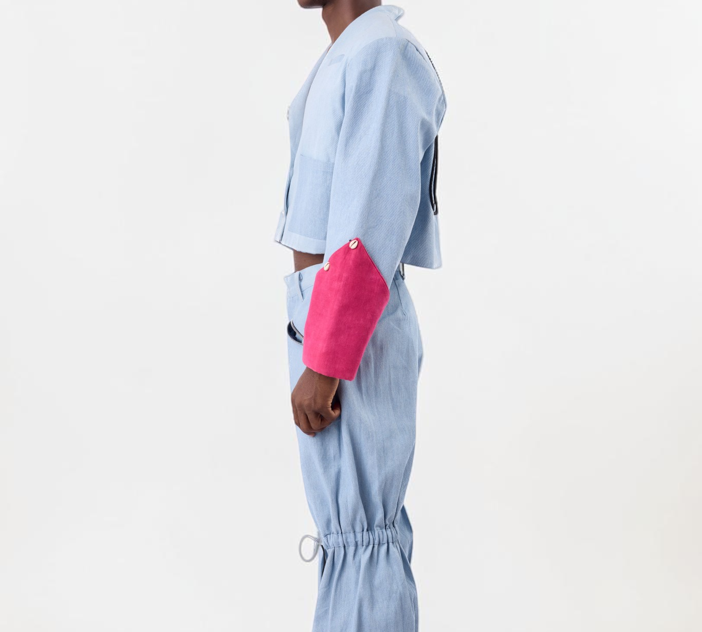 CUTE -SAINT Atan Cotton Denim Cropped Blazer | ADJOAA