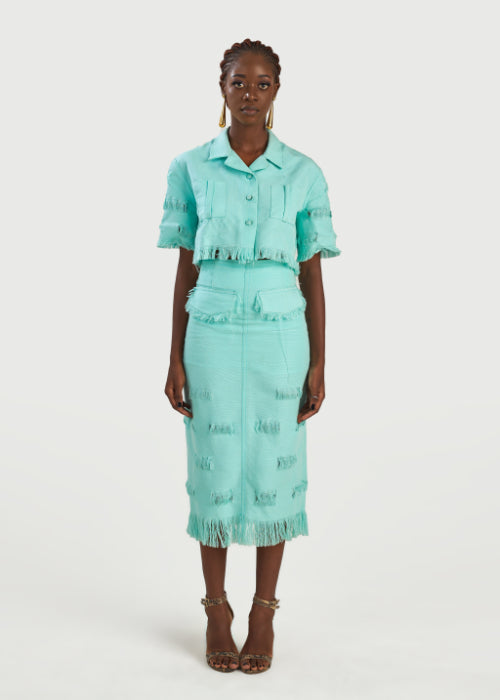 Boyedoe Busumuru II Women's Mint Green Skirt and shirt Set