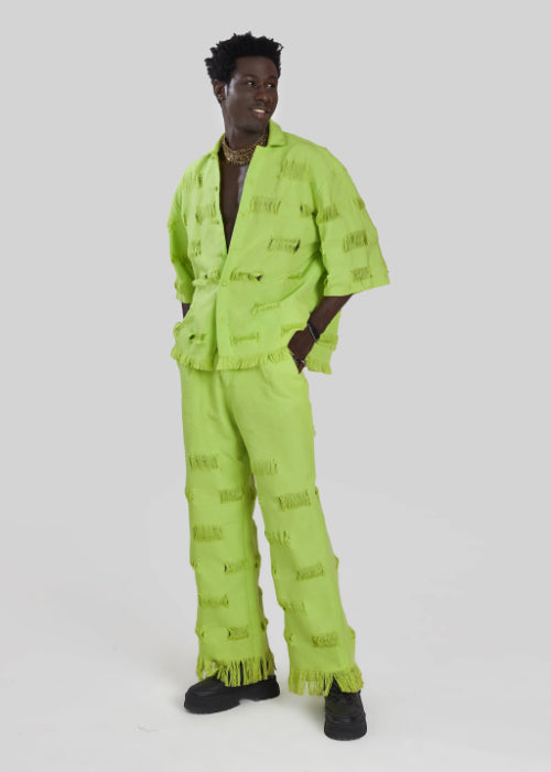 Boyedoe Busumuru II Men's Neon Green Pant and Shirt Set