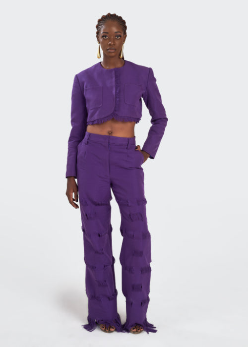 Boyedoe Busumuru II Women's Purple Handwoven Cotton Smock Trousers