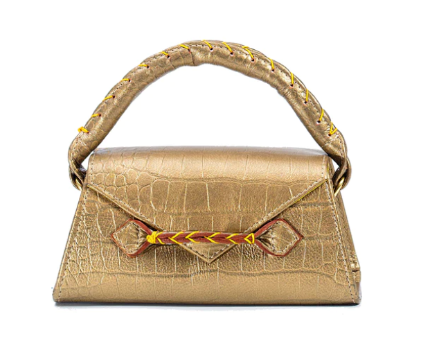 MARTE EGELE METAL GOLD ESE PLUS TOP HANDLE Front Closure Strip with magnetic closure handbag