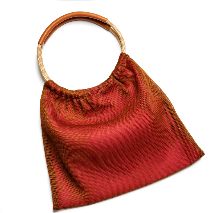 Project Dyad || Caramel Pink Leather Strap Moire Tote Bag