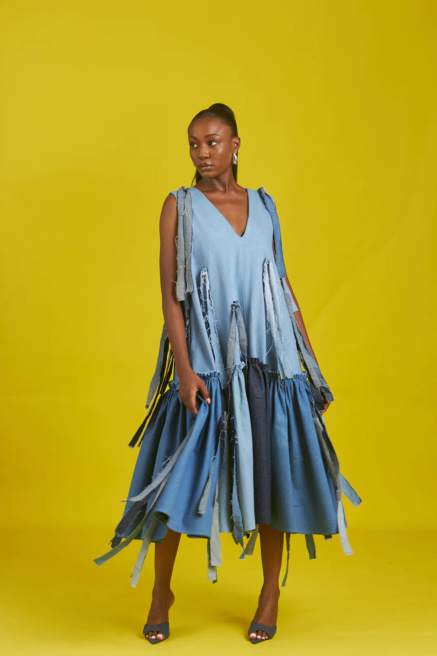 denim dress loose fit Aesthetic Loose Fitting Denim Dress Ashleigh Blue Textured Open Back Loose Fit Denim Dress