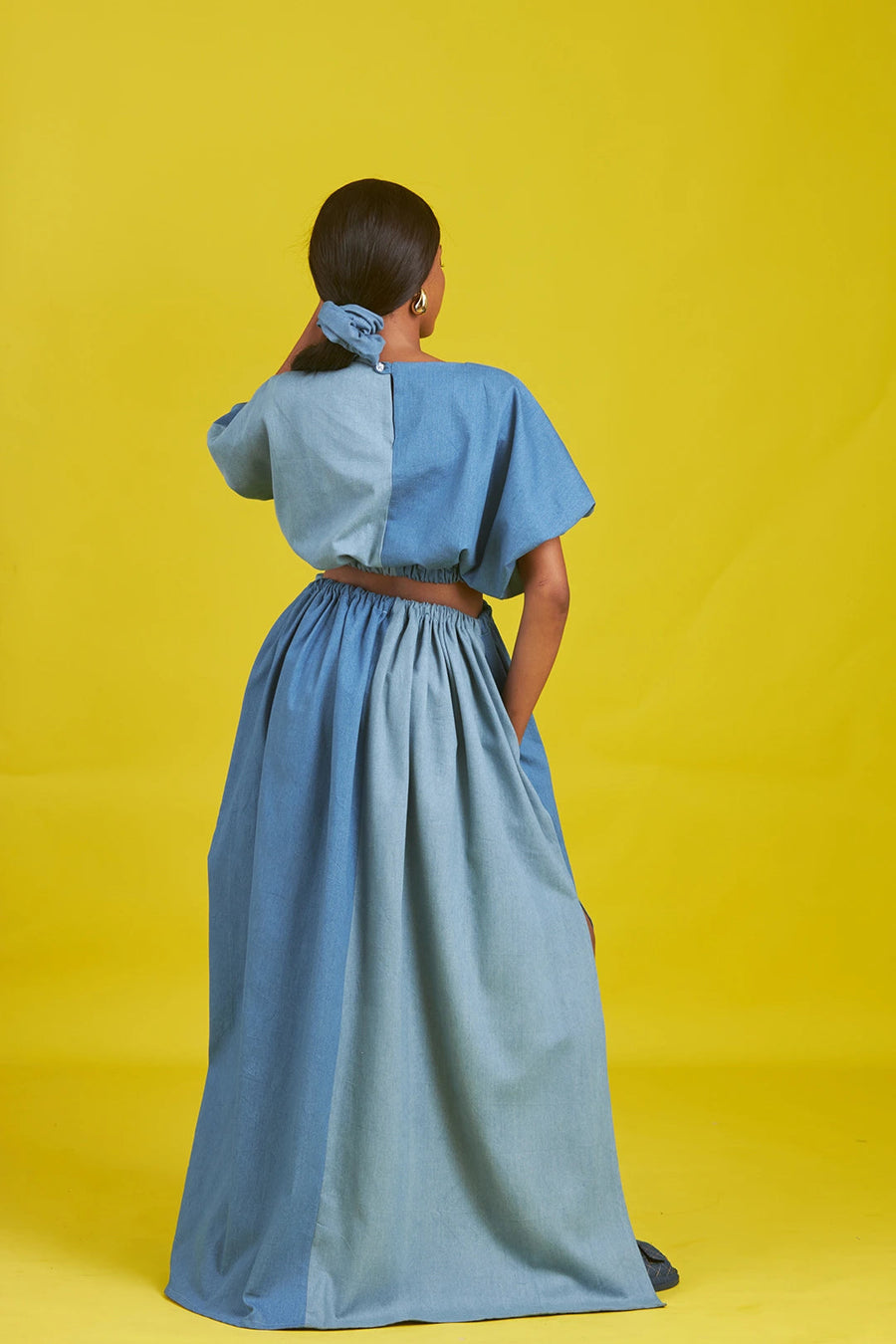 M.O.T Nunu denim Long skirt with side slits and pockets