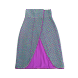 The Elsa II purple and green asymmetrical open-wrap skirt