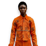 Cute-Saint Aarin long sleeve Jacket with zipper and cowrie button detail