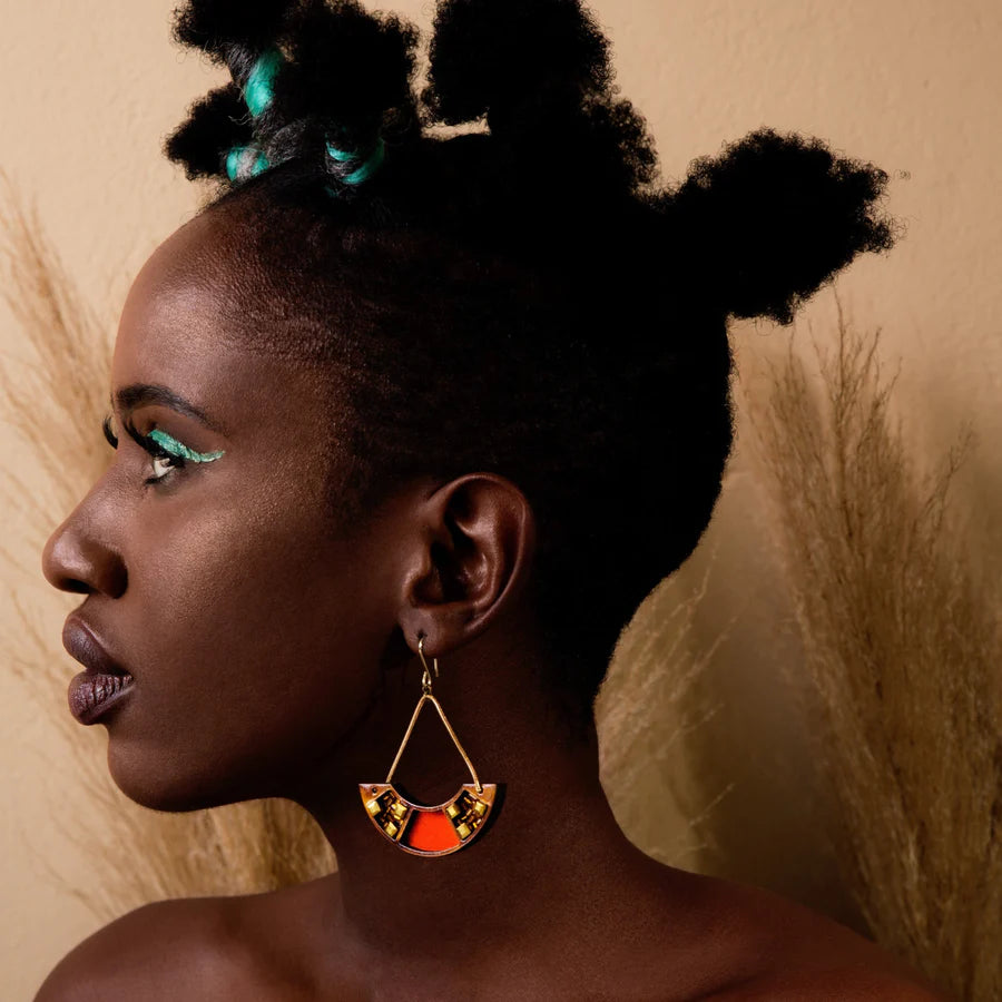 INKATURAH Banana Boat African Print Earrings