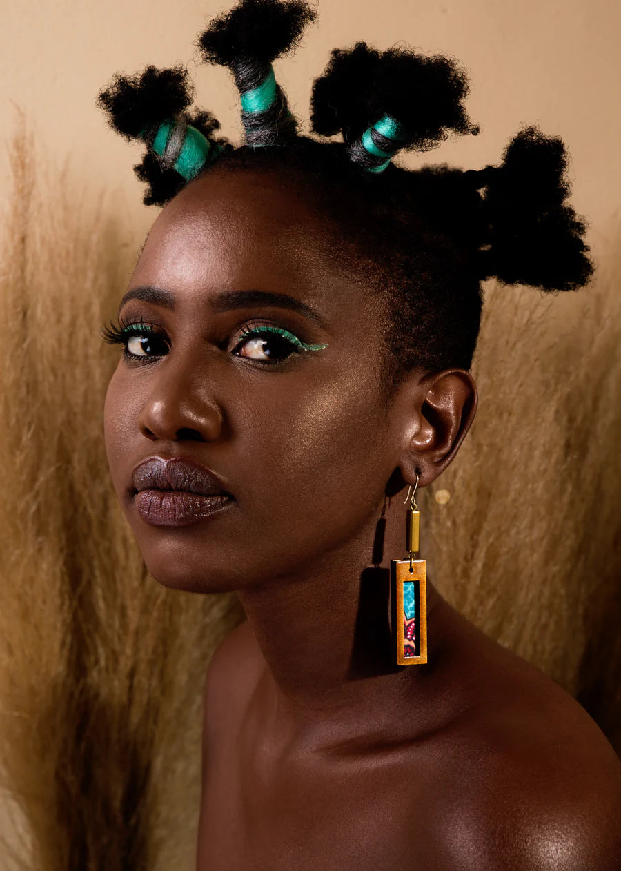 INKATURAH Bar Print African Print Earrings