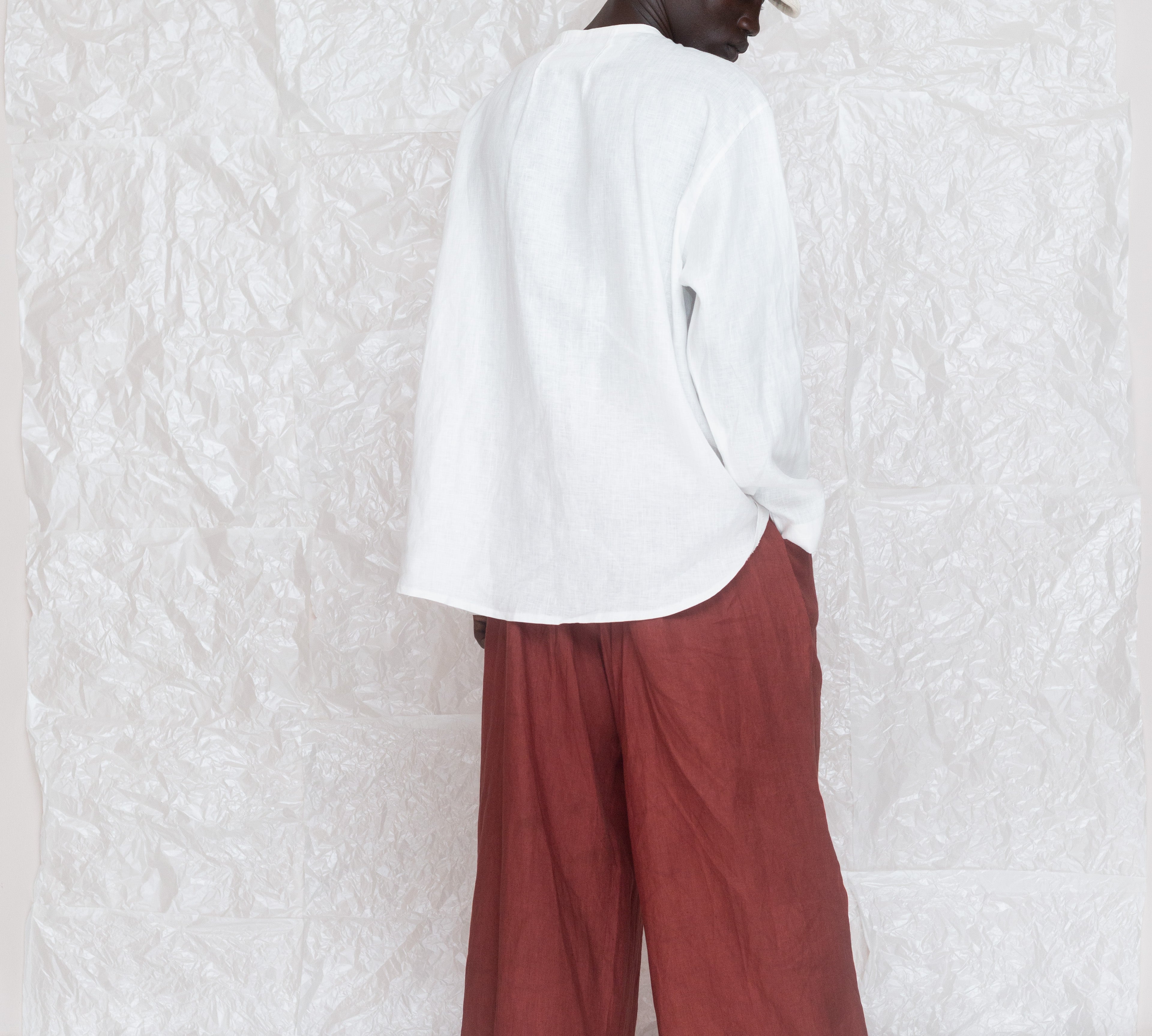 OLOOH White Linen Shirt with Bronze Buttons | ADJOAA