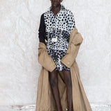 OLOOH Black & White Batik Cotton Shorts with Bronze Buttons | ADJOAA