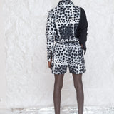 OLOOH Black & White Batik Cotton Shorts with Bronze Buttons | ADJOAA