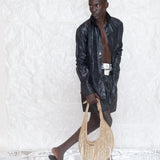 OLOOH Black Cotton bazin Shirt with Bronze Buttons | ADJOAA