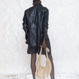 OLOOH Black Cotton bazin Shirt with Bronze Buttons | ADJOAA