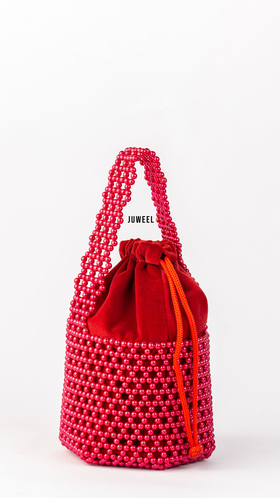 Lartaley Beaded Mini Bucket Bag - Red