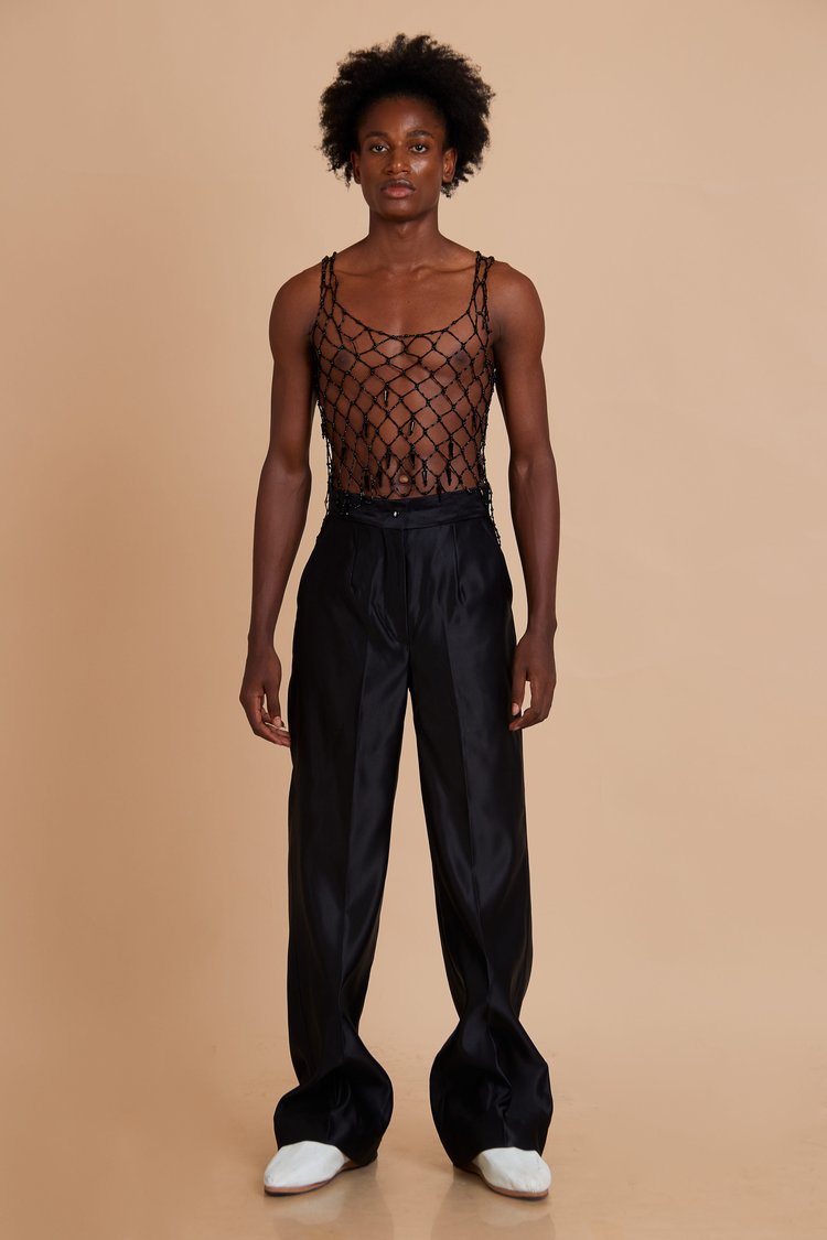 Jermaine Bleu Handmade Glass beaded Ebony tank top