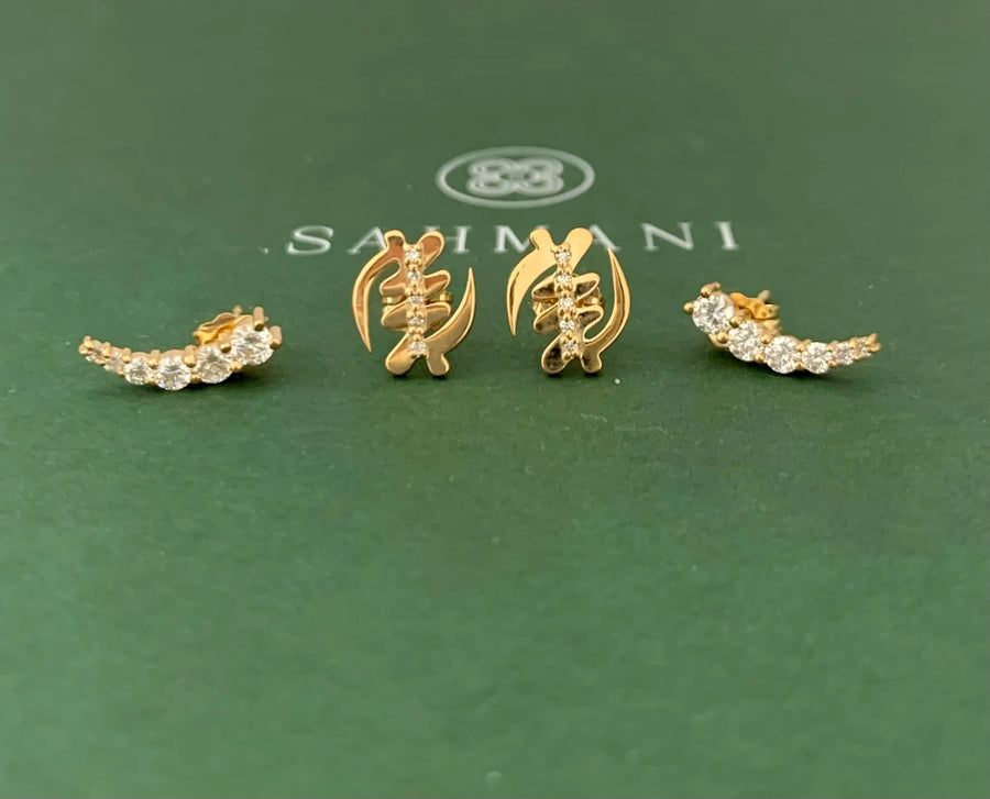 SAHMANI 18k Gold Spine Diamond Earrings