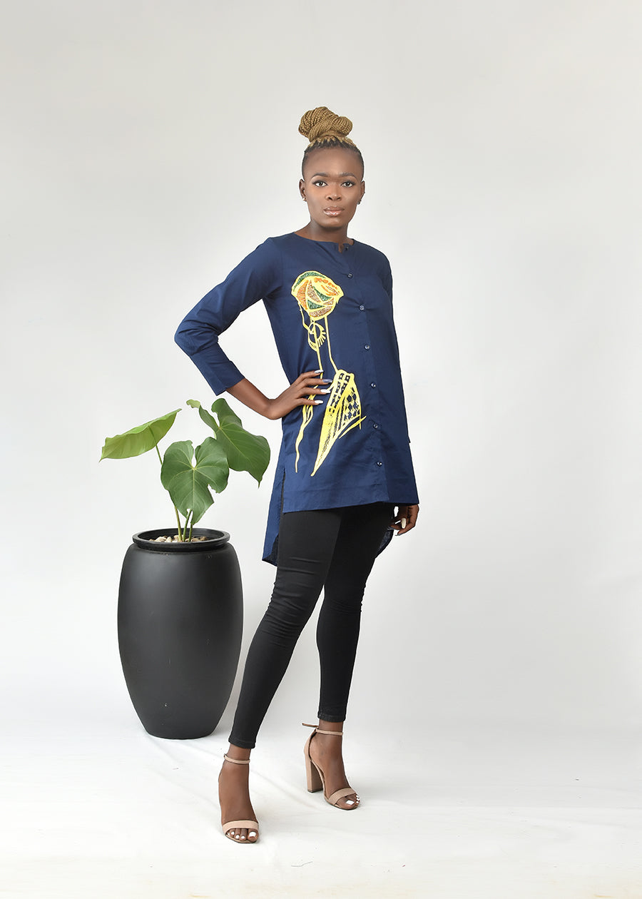 AIMAS Lamu Tunic Style Shirt with Embellished Detail