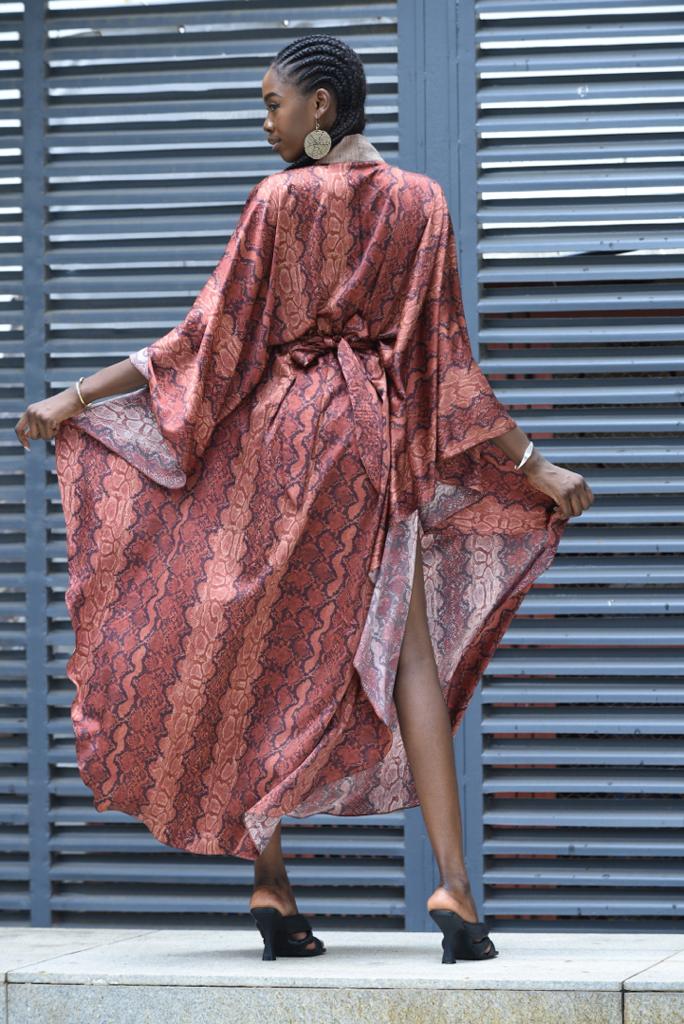 SARAYAA Marieme Silk Burgundy Kimono