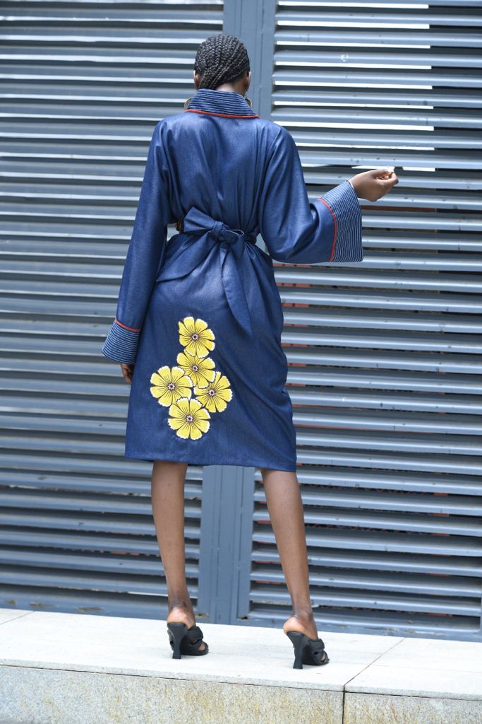 SARAYAA Knee Length Chambray Kimono
