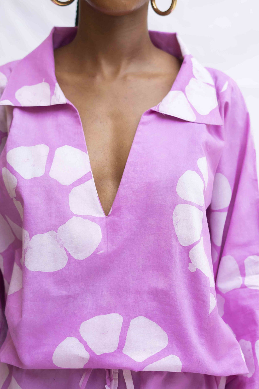 Nyosi Brand Gana Set, V-neck shirt with Matching Maxi Skirt