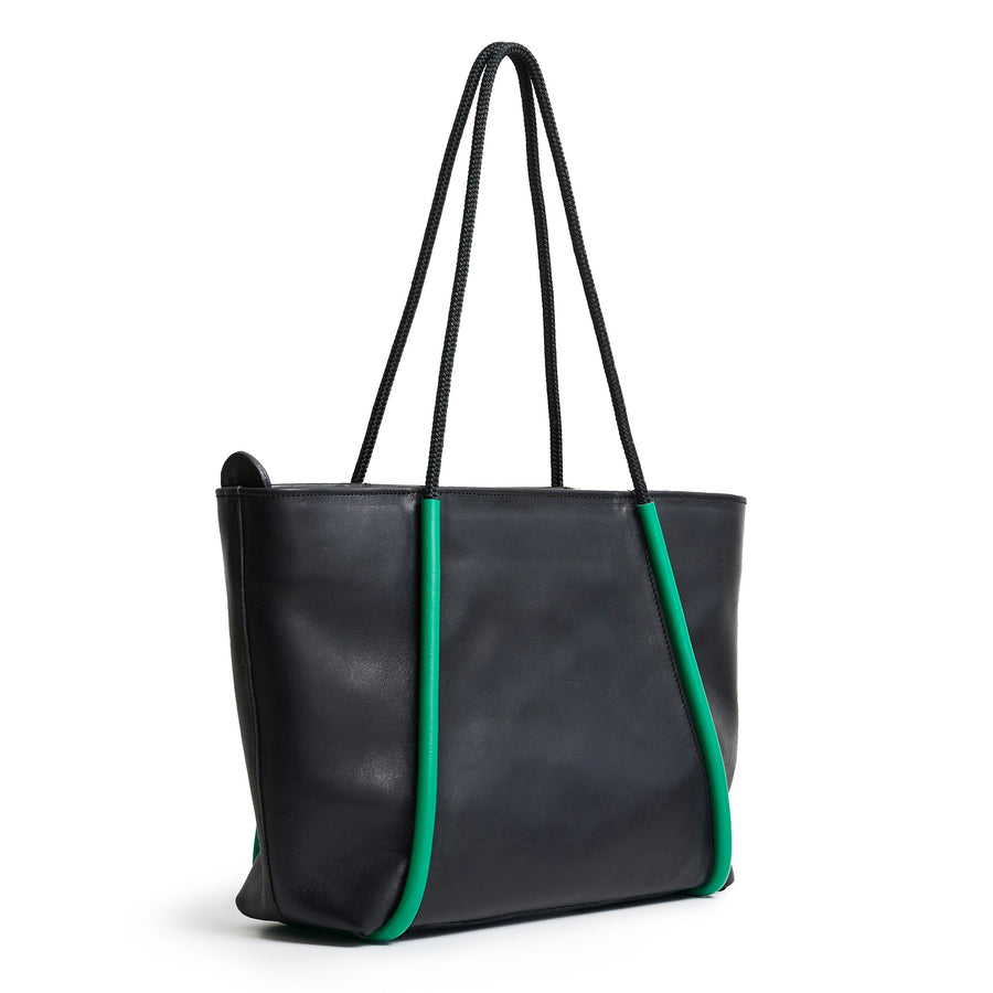 Project Dyad || Bag - Black/Lawn Green Inner small pocket Zipper Tote Bag