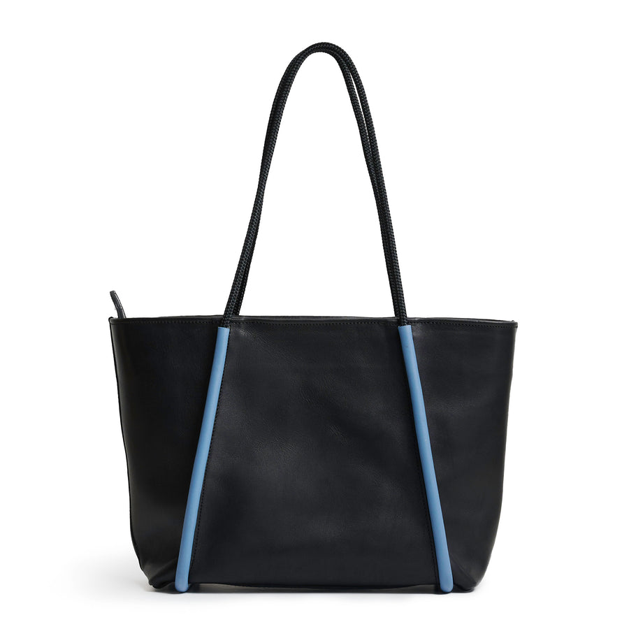 Project Dyad || Bag - Black/Sky Blue Inner small pocket Zipper Tote Bag