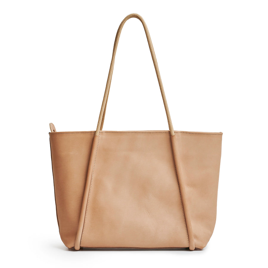Project Dyad || Almond Inner small pocket Zipper Tote Bag