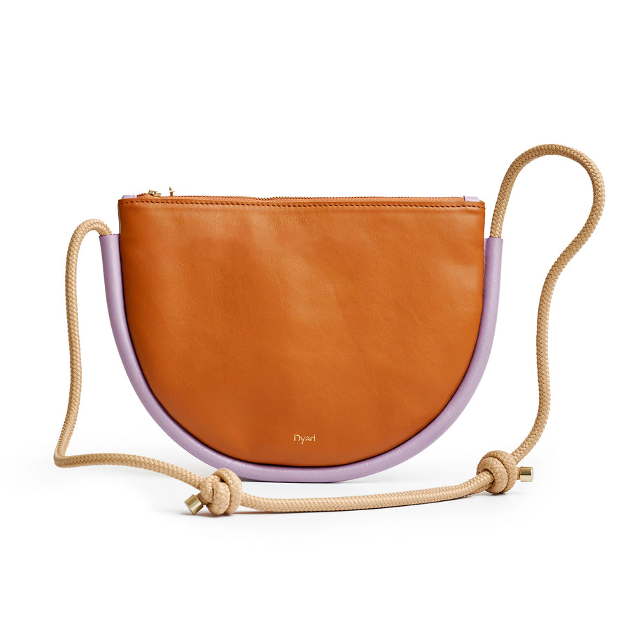 Project Dyad || Tan / Lilac Adjustable Rope Strap Inner small pocket Selene Zipper Bag