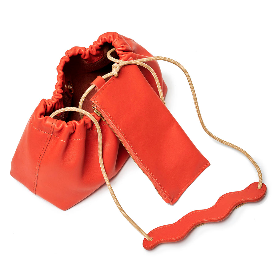 Project Dyad || Lobster Red Rope Strap Magnet Button Closes Wave Bag