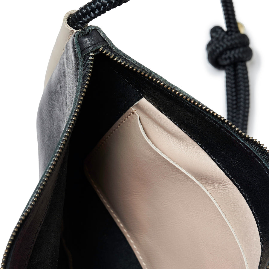 Project Dyad || Bag - Black/Stone Adjustable Rope Strap Inner small pocket Selene Zipper Bag