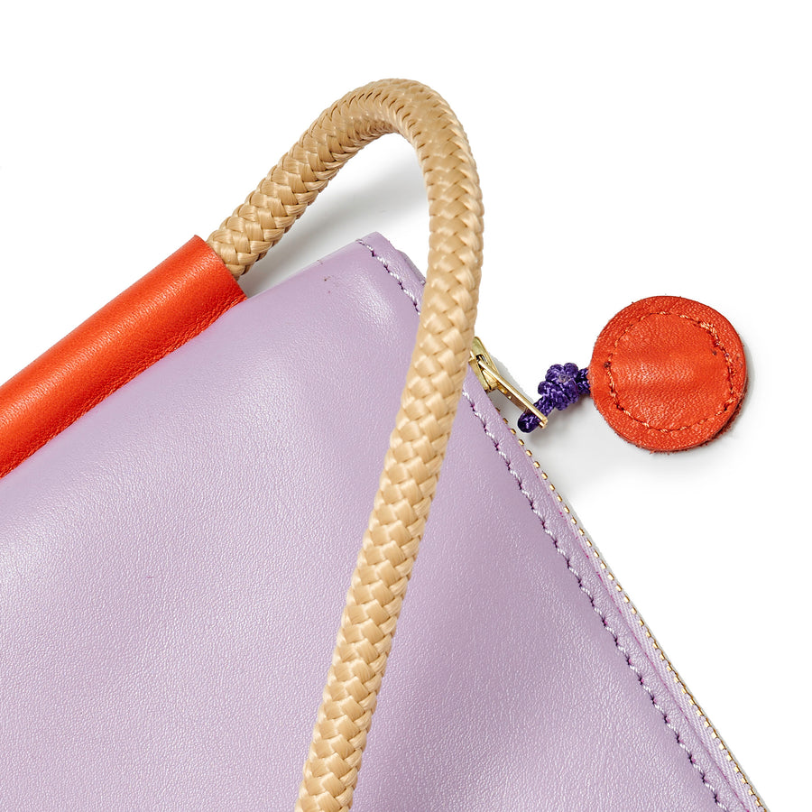 Project Dyad || Lilac / Lobster Red Adjustable Rope Strap Inner small pocket Selene Zipper Bag