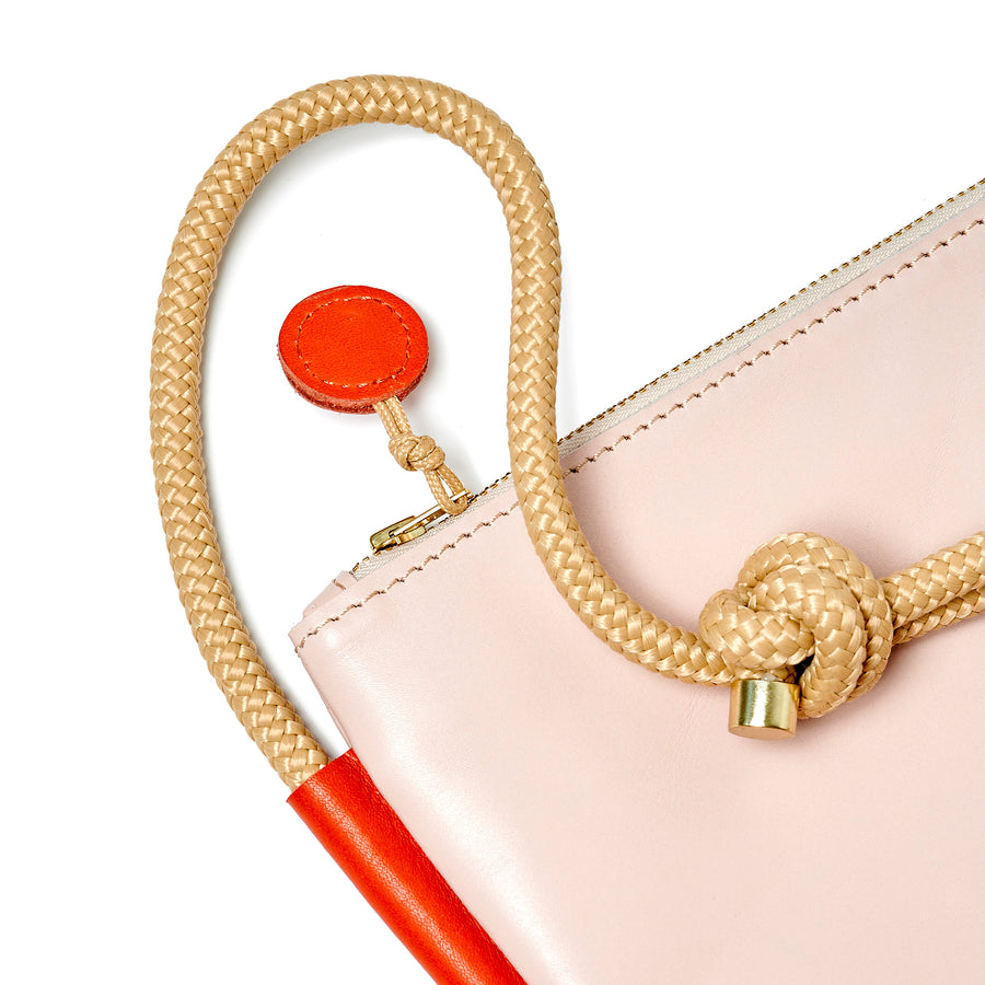 Project Dyad || Dusty Pink/Lobster Adjustable Rope Strap Inner small pocket Selene Zipper Bag